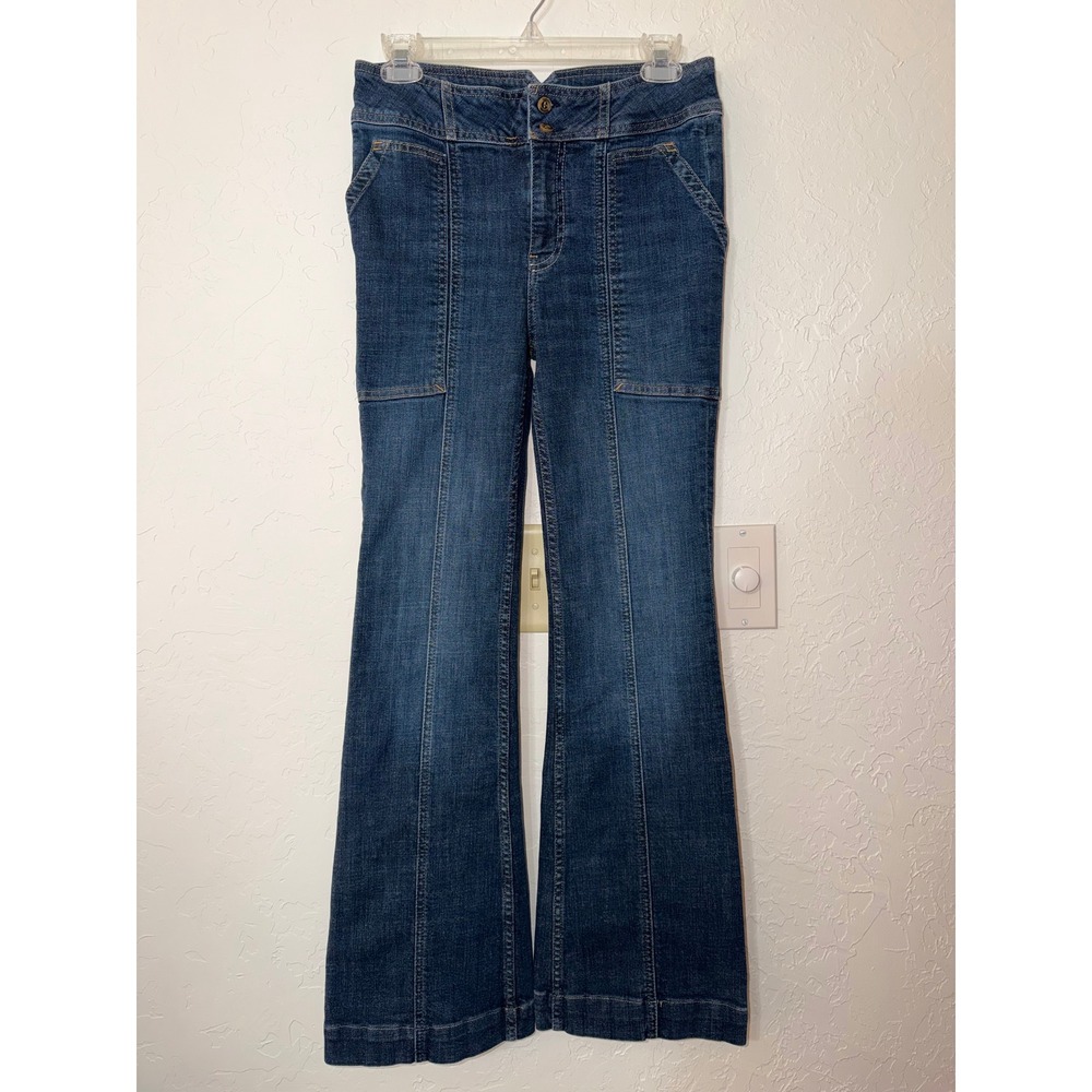 Anthropologie Pilcro High Rise Utility Carpenter Bootcut Jeans 28 Dark Wash